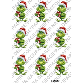 Umělecký papír Rýžový a soft papír na decoupage - Grinch - KB0604 Materiál: Soft, Rozměr: A4