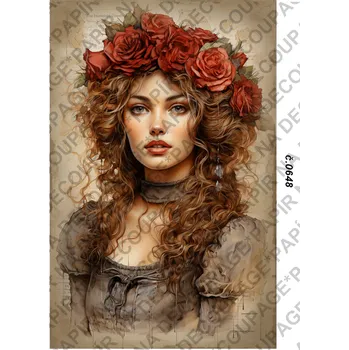 Umělecký papír Rýžový a soft papír na decoupage - Vintage - KB0648 Materiál: Rýžový papír, Rozměr: A4