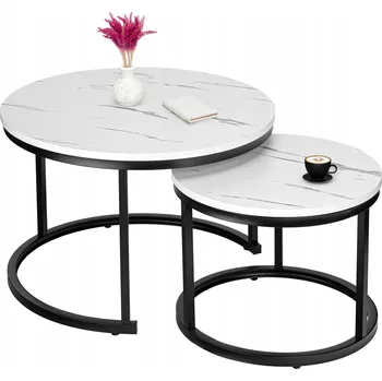 Konferenční stolek Konferenční stolek kulatý 70 x 70 x 47 cm bílý