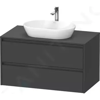 Koupelnový nábytek Duravit Ketho.2 Umyvadlová skříňka s výřezem 57x100x55 cm, 2 zásuvky, grafit mat, K24896049490000
