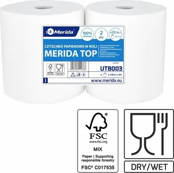 Papírové čistivo MERIDA TOP LUX z celulozy - menší (2role/balení)