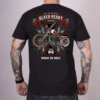 Pánské tričko Pánské MOTORKÁŘSKÉ Triko BLACK HEART WRENCH CHOPPER Barva: Černá, Velikost: 3Xl