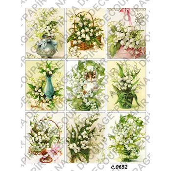 Umělecký papír Rýžový a soft papír na decoupage - Květiny - KB0652 Materiál: Soft, Rozměr: A4