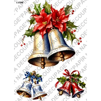 Výtvárné potřeby Rýžový a soft papír na decoupage - Vánoce zvonky - KB0368 Materiál: Rýžový papír, Rozměr: A4