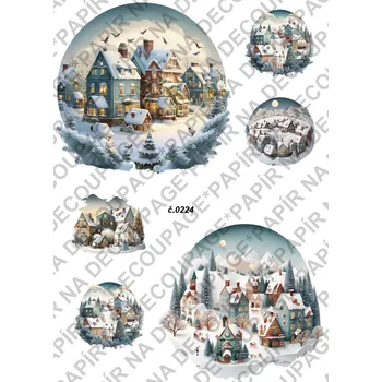 Umělecký papír Rýžový a soft papír na decoupage - Zimní krajina - KB0224 Materiál: Soft, Rozměr: A4