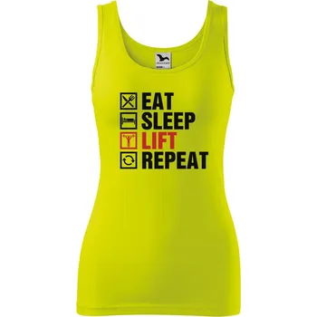 Dámské oblečení Dámské tílko s potiskem Eat sleep lift Velikost: S, Barva: Limetková