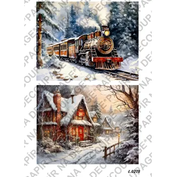 Umělecký papír Rýžový a soft papír na decoupage - Zimní krajina - KB0278 Materiál: Soft, Rozměr: A4