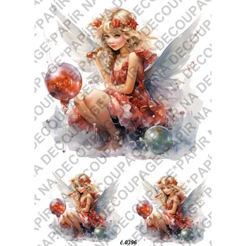 Umělecký papír Rýžový a soft papír na decoupage - Andělka, holčička - KB0396 Materiál: Soft, Rozměr: A4