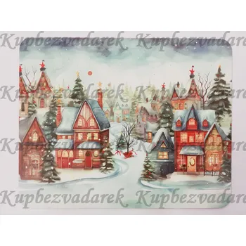 Prostírání sololak - 35 x 28 cm - Zimní městečko1