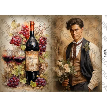 Umělecký papír Rýžový a soft papír na decoupage - Vintage - KB0613 Materiál: Soft, Rozměr: A4