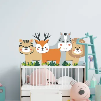 Samolepící dekorace Textilní samolepka na zeď "Zvířátka"