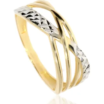 Prsten Zlatý prsten s rytím a kombinací