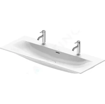 Umyvadlo Duravit Viu Dvojumyvadlo 123x49 cm, s přepadem, 2 otvory pro baterii, WonderGliss, bílá, 23441200241