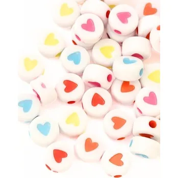 Dětské navlékací korálky EU Plastový korálek kruh srdíčko mix 7/4mm 10g