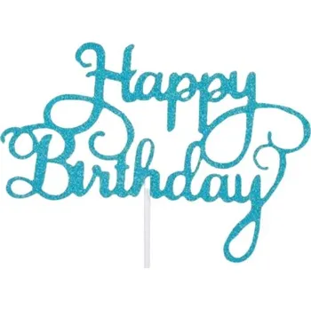 Dortová svíčka Zápich na dort Happy Birthday modrý 1 ks