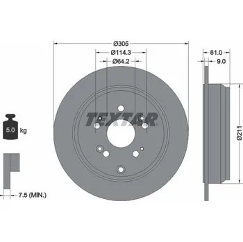 Brzdový kotouč Brzdový kotouč TEXTAR 92162503