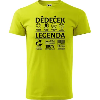 Pánské oblečení Pánské tričko s potiskem Dědeček legenda Velikost: XS, Barva trička: Limetková