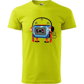 Pánské oblečení Pánské tričko s potiskem Walkman Velikost: L, Barva trička: Limetková