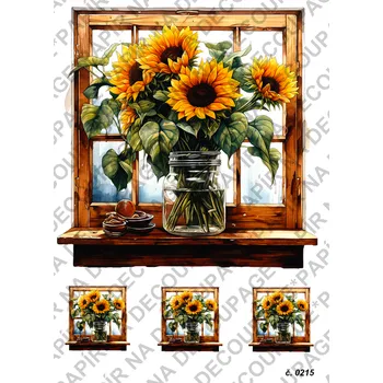 Umělecký papír Rýžový a soft papír na decoupage - Okna slunečnice - KB0215 Materiál: Soft, Rozměr: A4