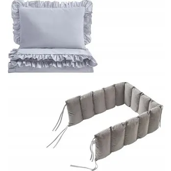 Povlečení 3dílná povlečení do postýlky bavlna 90x120 cm, chránič do postýlky 180 cm, velvet šedá