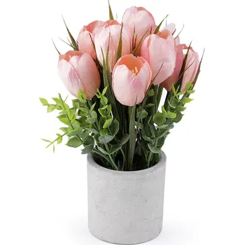umělá květina Umělé tulipány v květináči, barva 3 pudrová