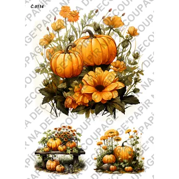 Umělecký papír Rýžový a soft papír na decoupage - Dýně, podzim - KB0114 Materiál: Soft, Rozměr: A4
