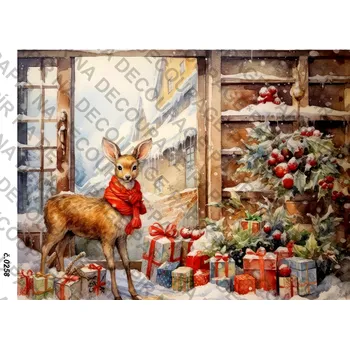 Umělecký papír Rýžový a soft papír na decoupage - Zimní krajina - KB0258 Materiál: Soft, Rozměr: A4