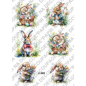 Umělecký papír Rýžový a soft papír na decoupage - Zajíček velikonoce - KB0685 Materiál: Soft, Rozměr: A4