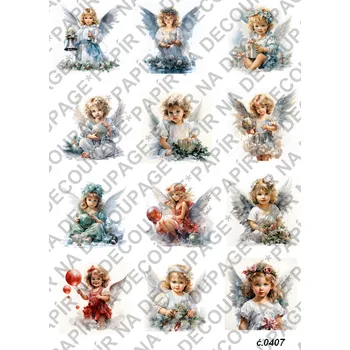 Umělecký papír Rýžový a soft papír na decoupage - Andělka, holčička - KB0407 Materiál: Soft, Rozměr: A4