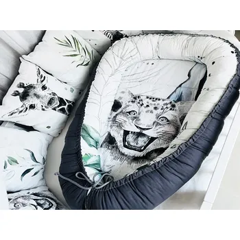 Hnízdečko pro miminko MIMOUŠEK 2-dílný set do postýlky safari lvíče