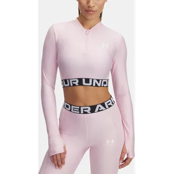 Dámské tričko Under Armour HeatGear Rib 1/4 Zip LS 1388692-647 Růžová XL