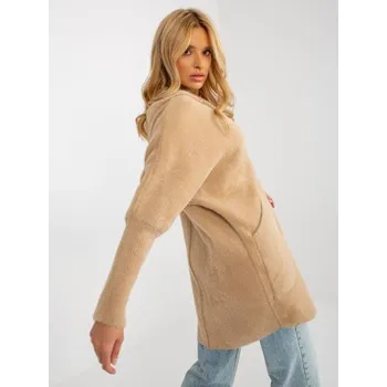 Dámský kabát Dámský kabát z alpaky s kapsami LINA hnědý
