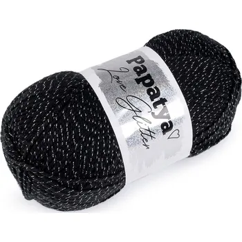 Příze Pletací příze Papatya Love Glitter 100 g - 5 (2000) černá stříbrná
