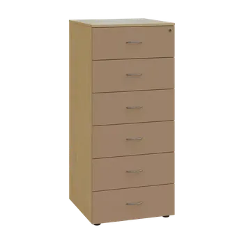 Kartotéka LKRP - A5 dřevěná kartotéka, 6-zásuvková, centrální zámek, korpus javor horský/čílka mocca