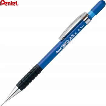 Grafitová tužka Automatická tužka s gumou Pentel, kovová tužka v modré barvě, tvrdost HB, 1 ks