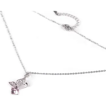 Náhrdelník Náhrdelník z nerezové oceli motýl s broušenými kamínky, barva 2 rose