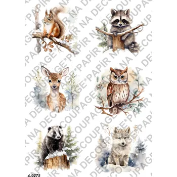 Umělecký papír Rýžový a soft papír na decoupage - Zvířata - KB0275 Materiál: Soft, Rozměr: A4