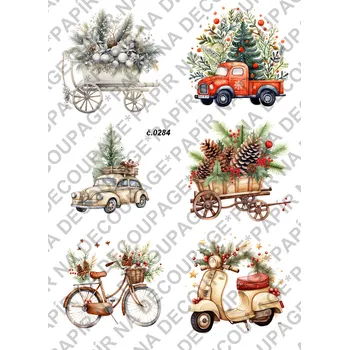 Umělecký papír Rýžový a soft papír na decoupage - Vánoční motiv - KB0284 Materiál: Soft, Rozměr: A4