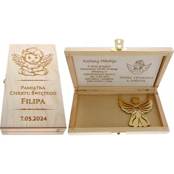 Obraz Křestní Dárek Ke Křtinám , dřevěná krabička na peníze, ZLATÝ ANDĚL