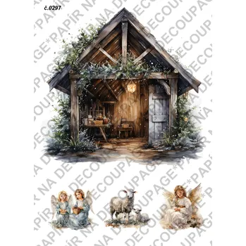 Výtvarný papír Rýžový a soft papír na decoupage - Vánoční motiv - KB0297 Materiál: Rýžový papír, Rozměr: A4