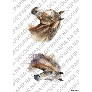 Umělecký papír Rýžový a soft papír na decoupage - Koně - KB02 Materiál: Soft, Rozměr: A4