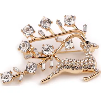 Brož Brož s broušenými kamínky jelen - 1 crystal