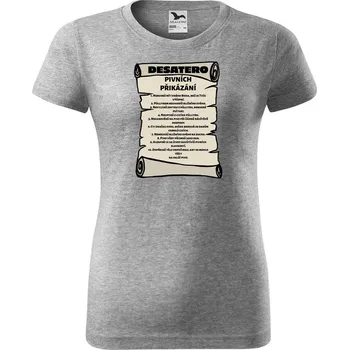 Dámské tričko Dámské tričko s potiskem Pivní přikázání Barva trička: Tmavě šedý melír - 12, Velikost: L