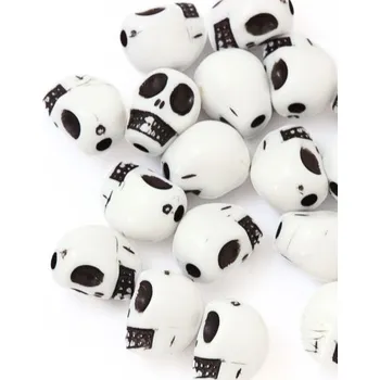 Korálek EU Plastový korálek lebka 10/8mm bílá 10g