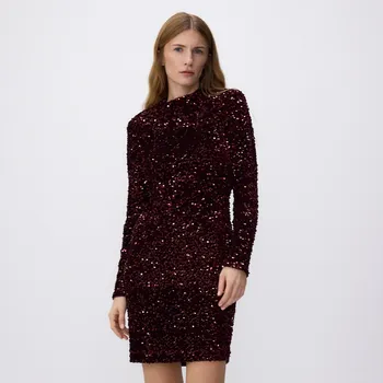 Dámské šaty Reserved - Flitrové mini šaty - hnědá - 232CZ-83X - 232CZ-83X-M-2