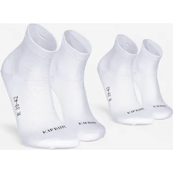 Pánské ponožky KIPRUN Běžecké polovysoké ponožky Run 500 tenké 2 páry 39/42 BÍLÁ|ČERNÁ