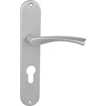 Dveřní kování Dveřní kování štítové, stříbrný elox (pro zámkovou vložku) (Klika se štítky)