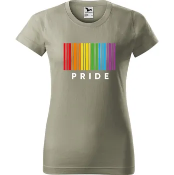 Dámské tričko s potiskem Pride pruhy Barva trička: Světlá khaki - 28, Velikost: XL