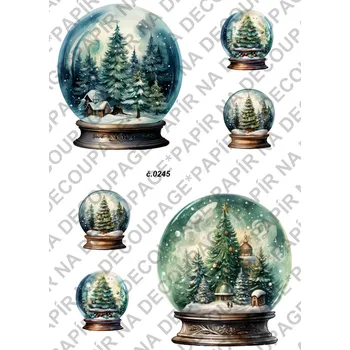 Umělecký papír Rýžový a soft papír na decoupage - Zimní krajina - KB0245 Materiál: Soft, Rozměr: A4