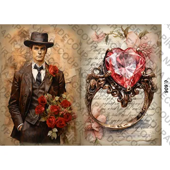 Výtvarný papír Rýžový a soft papír na decoupage - Vintage - KB0606 Materiál: Rýžový papír, Rozměr: A4